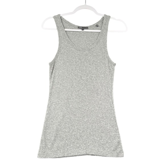 Vince Light Grey Sleeveless Scoop Neck Ribbed Fitted Casual Tank Top Large - Picture 1 of 7